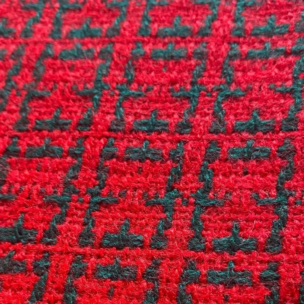 Elegant Red and Green Fringed Tablecloth